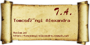 Tomcsányi Alexandra névjegykártya